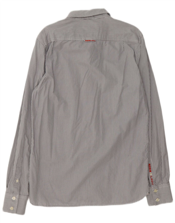 Camisa Superdry Hombre XL Algodón A Rayas Azul