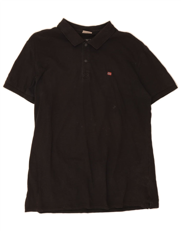 NAPAPIJRI Mens Polo Shirt Large Black Cotton Vintage Napapijri and Second-Hand Napapijri from Messina Hembry 