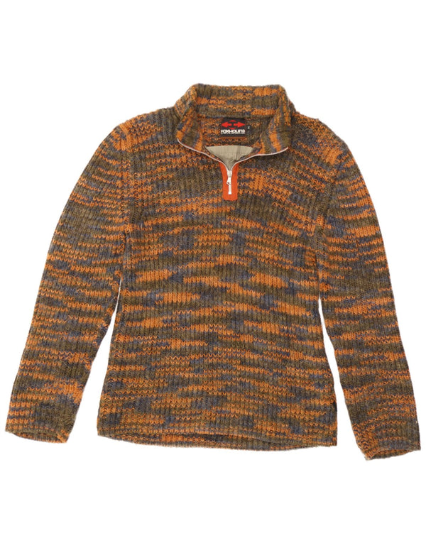 Foxhound - Jersey para hombre con cuello y cremallera, talla XL, acrílico moteado multicolor