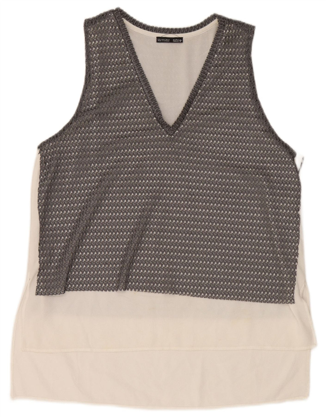 Zara Top transparente sin mangas para mujer UK 46 Bloque de color gris grande