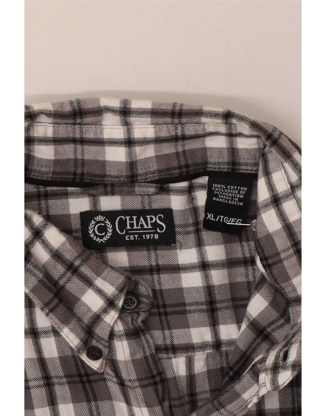 Chaps Camisa de franela para hombre XL Algodón a cuadros gris