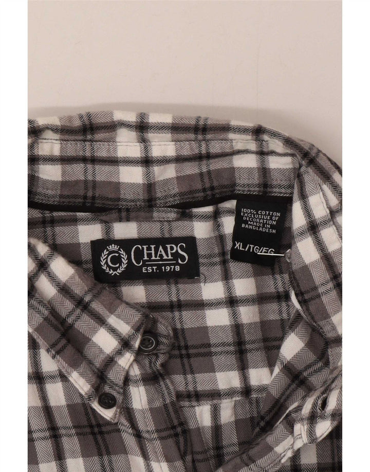 Chaps Camisa de franela para hombre XL Algodón a cuadros gris