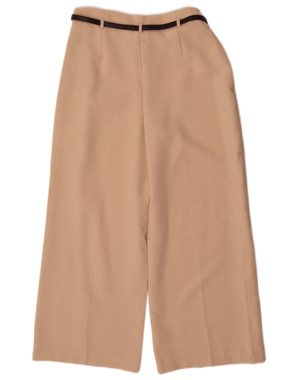 Zara Mujer Pantalones Cortos De Pierna Ancha Pequeño W26 L25 Poliéster Beige