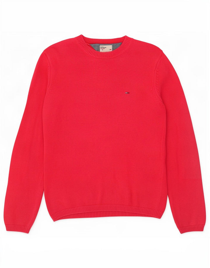 Tommy Hilfiger Jersey de cuello redondo para hombre de algodón rojo medio