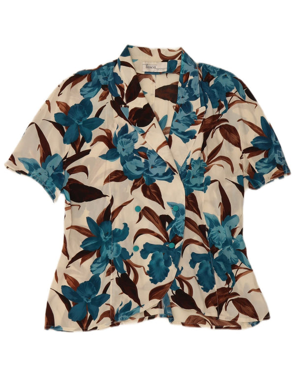 Vintage mujer ver a través de camisa blusa IT 48 XL multicolor floral