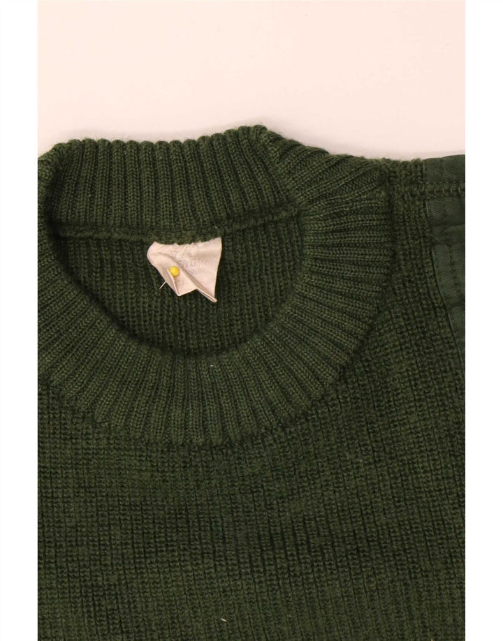 Vintage hombres gráfico cuello redondo jersey suéter IT 50 verde medio