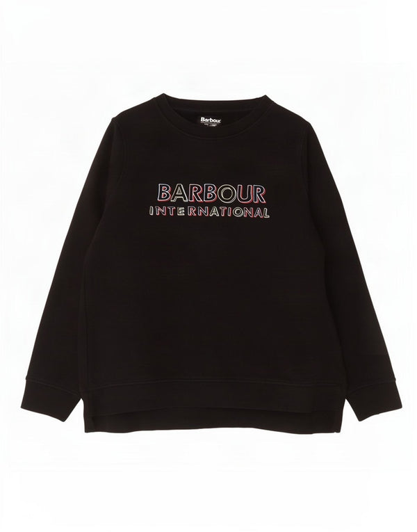 Barbour Mujer Gráfico Sudadera De Gran Tamaño Jersey UK 18 XL Algodón Negro