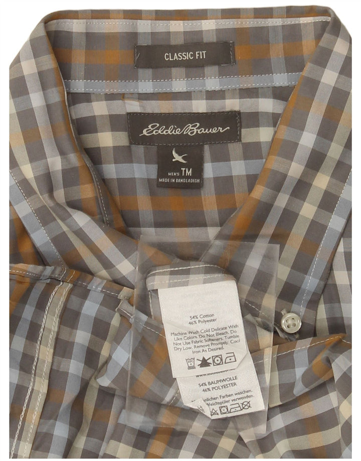 EDDIE BAUER Camisa de corte clásico para hombre de algodón a cuadros gris medio
