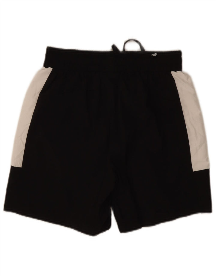 Puma Pantalones cortos deportivos con gráficos para hombre, poliéster color block, pequeño, negro