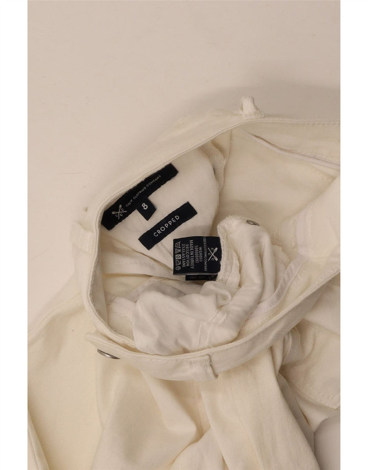 CREW CLOTHING Vaqueros recortados de cintura baja para mujer UK 8 Small W26 L23 Blanco