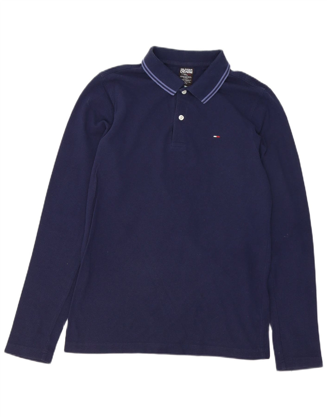 TOMMY HILFIGER Polo de manga larga para hombre Algodón azul marino medio