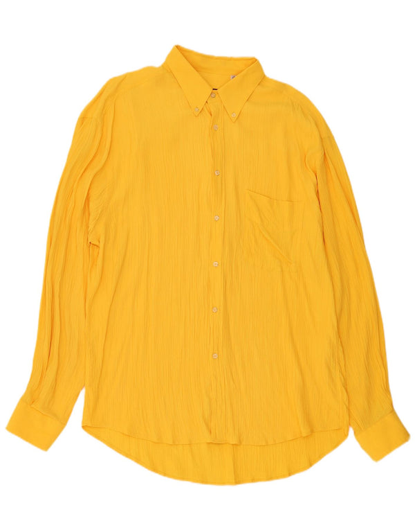 Camisa Vintage Hombre Talla 17 43 XL Viscosa Amarilla