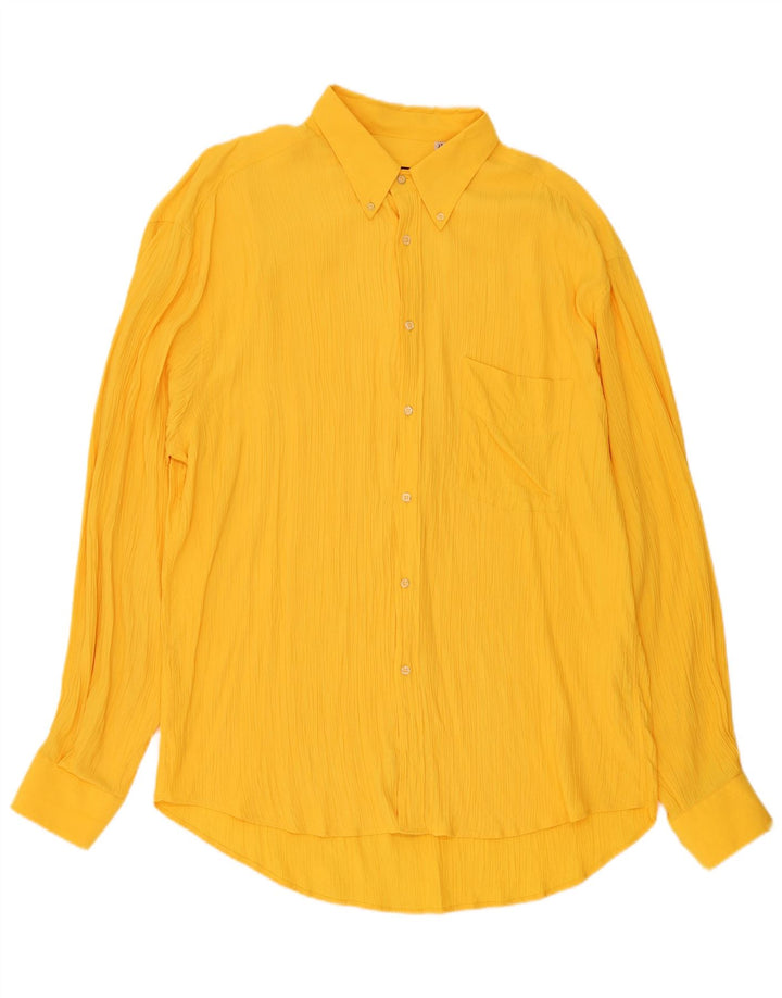 Camisa Vintage Hombre Talla 17 43 XL Viscosa Amarilla