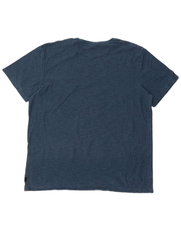 Quiksilver Camiseta de ajuste moderno para hombre, talla 2XL, algodón a rayas azules