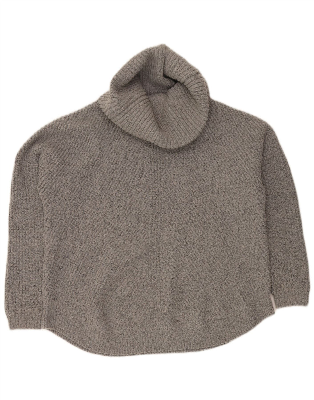 VINTAGE Mujer Oversize Roll Neck Jumper Suéter Reino Unido 16 Gris Grande