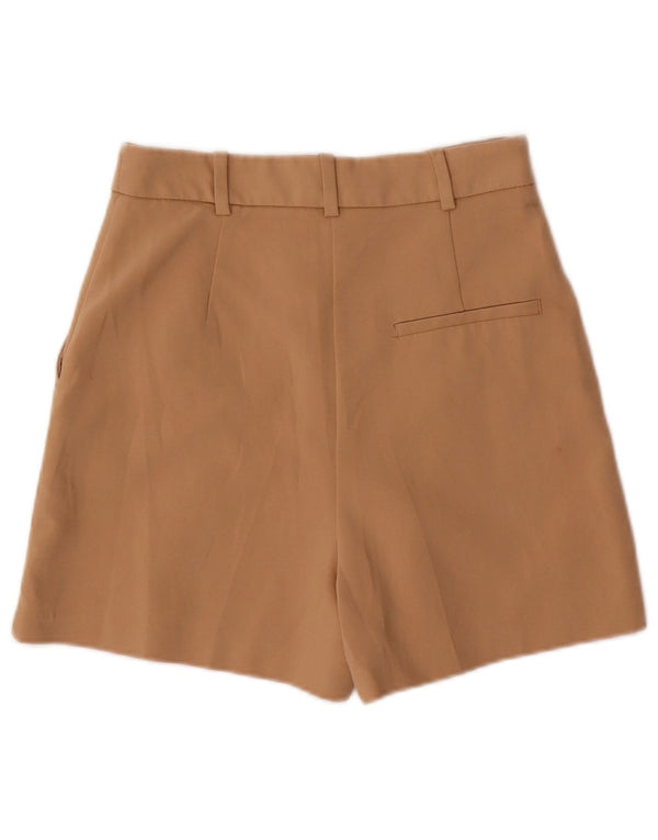 Zara Mujer Pantalones Cortos Chinos De Cintura Alta Pequeño W26 Algodón Beige