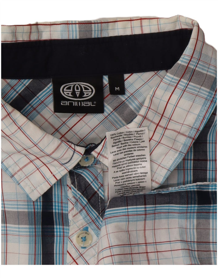 Camisa de manga corta para hombre Animal Algodón a cuadros blanco mediano
