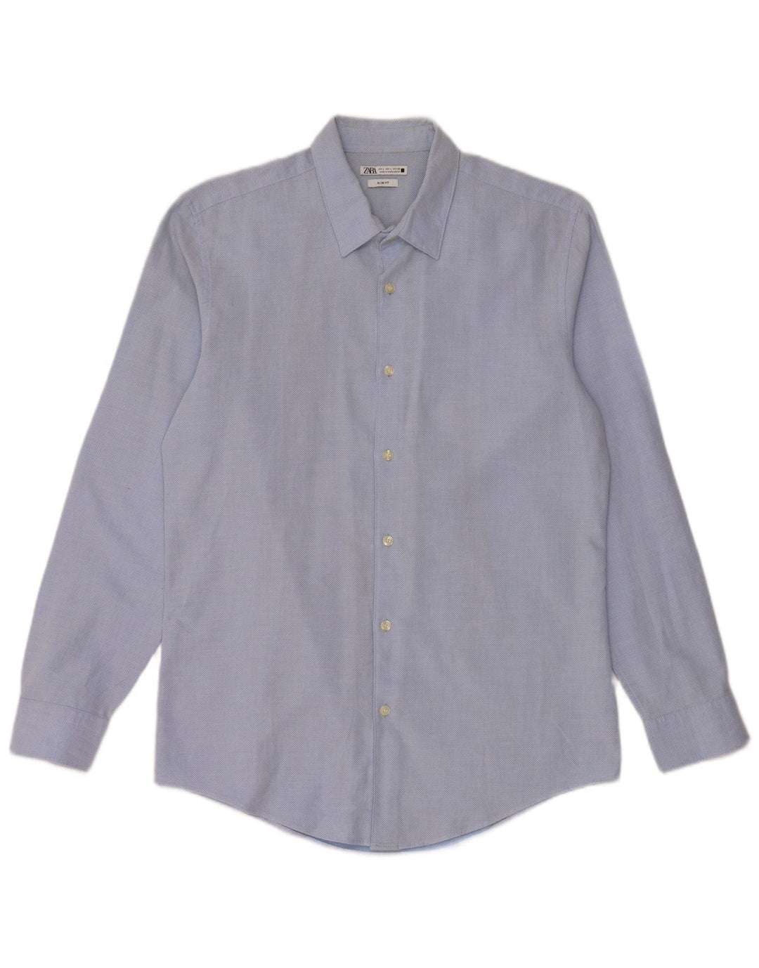 ZARA Hombre Camisa Slim Fit Grande Algodón Azul