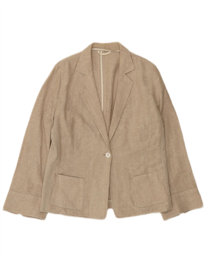 Paolo Tonali Chaqueta tipo blazer con 1 botón para mujer Reino Unido 42 Lino beige mediano