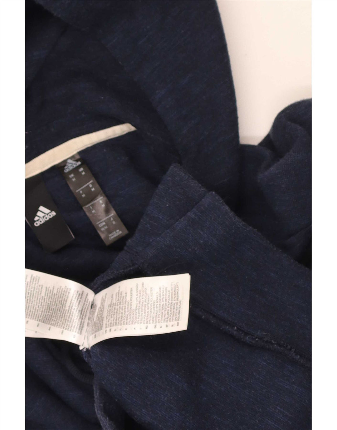 Adidas Hombre Zip Sudadera Con Capucha Suéter Medio Azul Marino Algodón