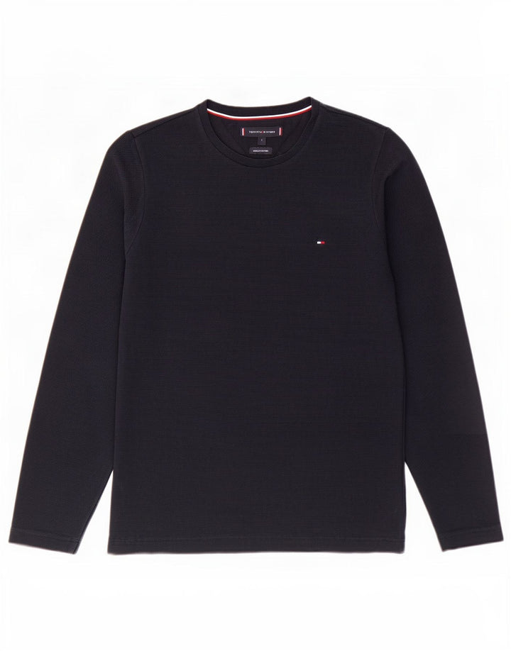 Tommy Hilfiger - Camiseta de manga larga para hombre, talla pequeña, algodón azul marino
