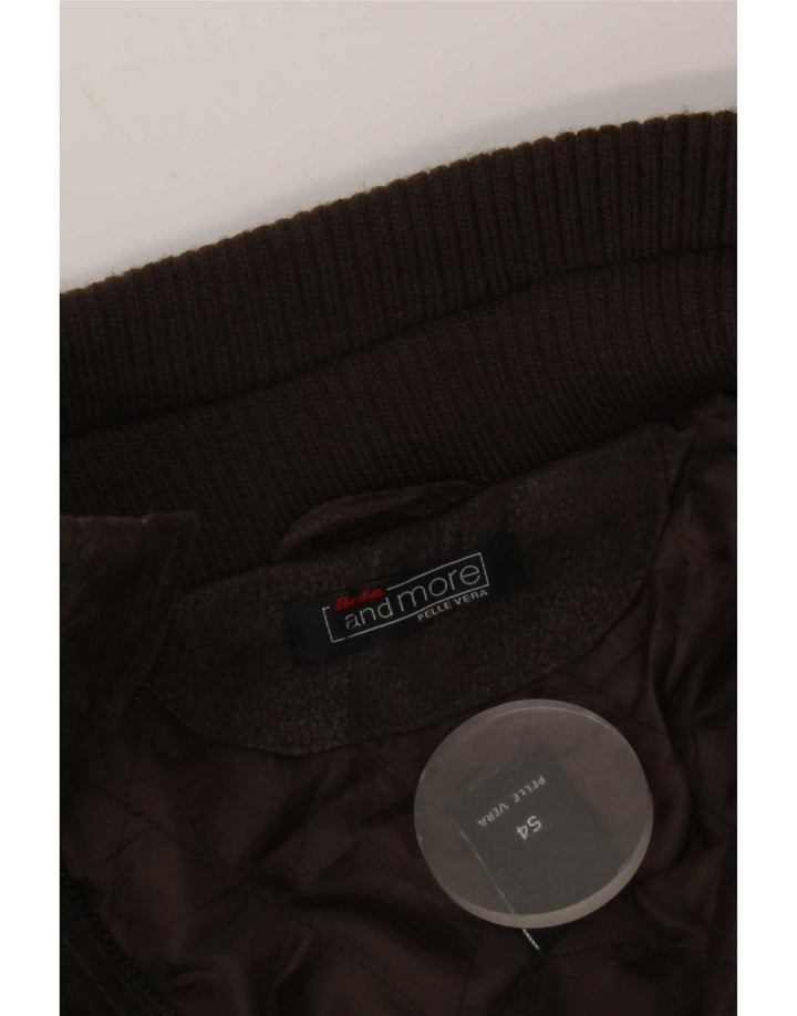 Bata and More Chaqueta de cuero militar para hombre IT 54 2XL Marrón
