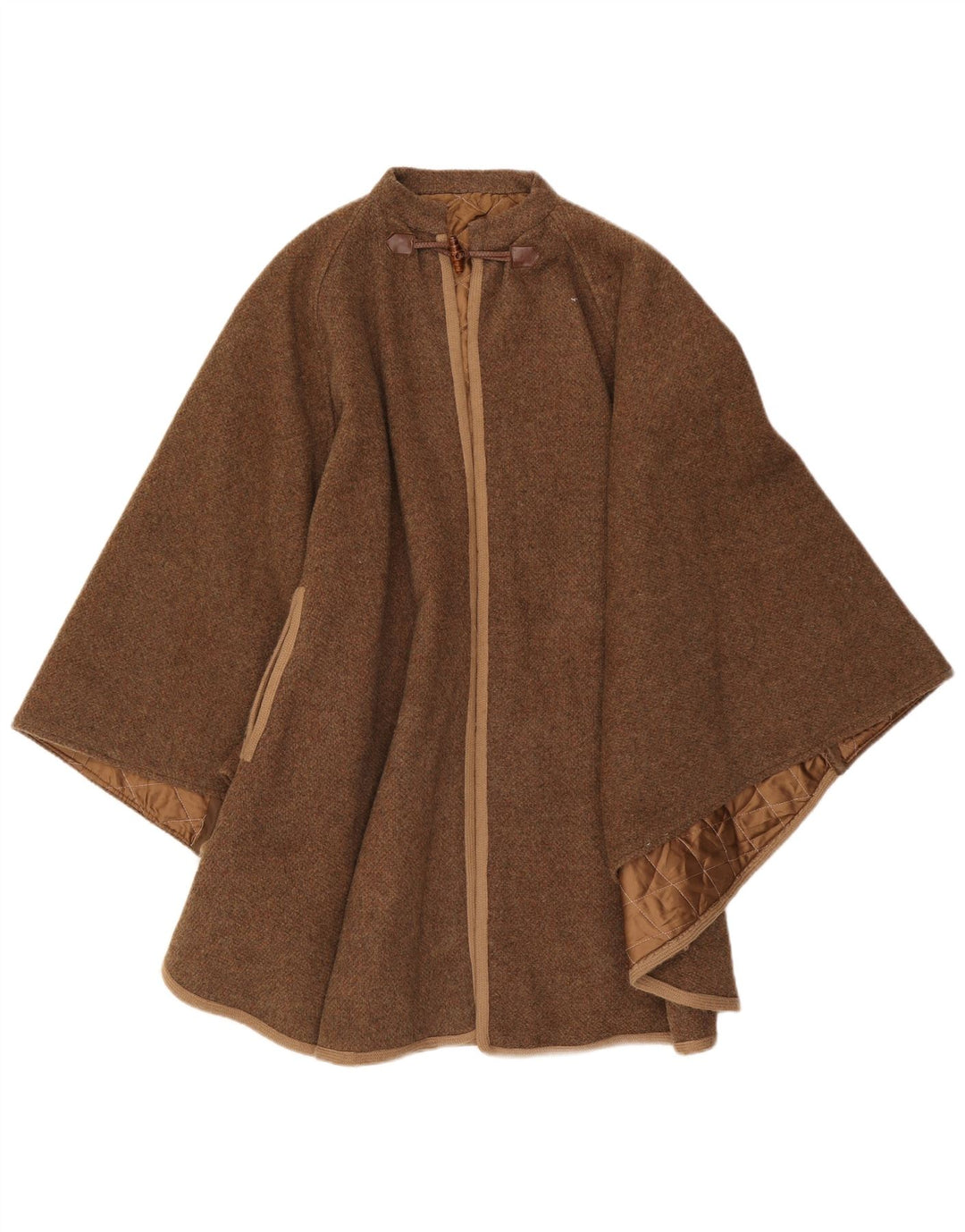 Vintage Mujer Poncho Abrigo Un Tamaño Marrón