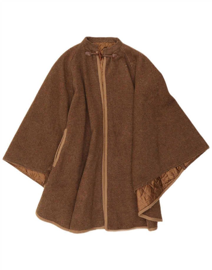 Vintage Mujer Poncho Abrigo Un Tamaño Marrón