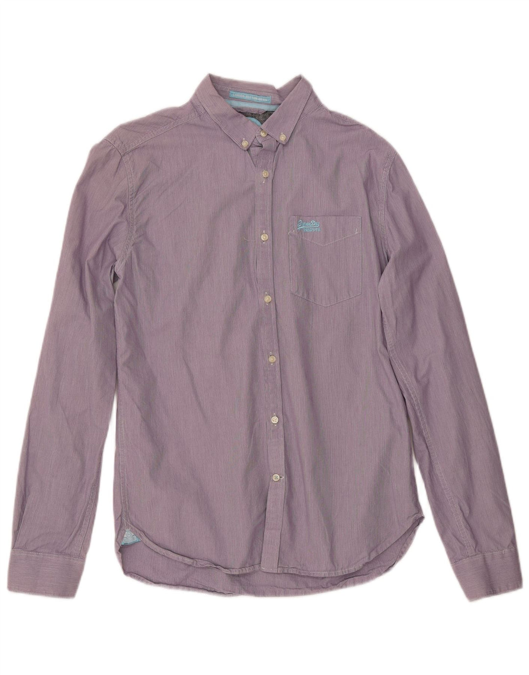 SUPERDRY Hombre Camisa Grande Algodón A Rayas Púrpura