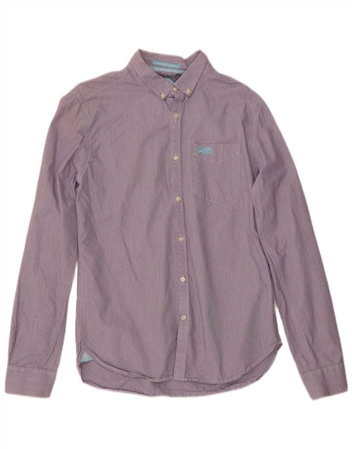 SUPERDRY Hombre Camisa Grande Algodón A Rayas Púrpura
