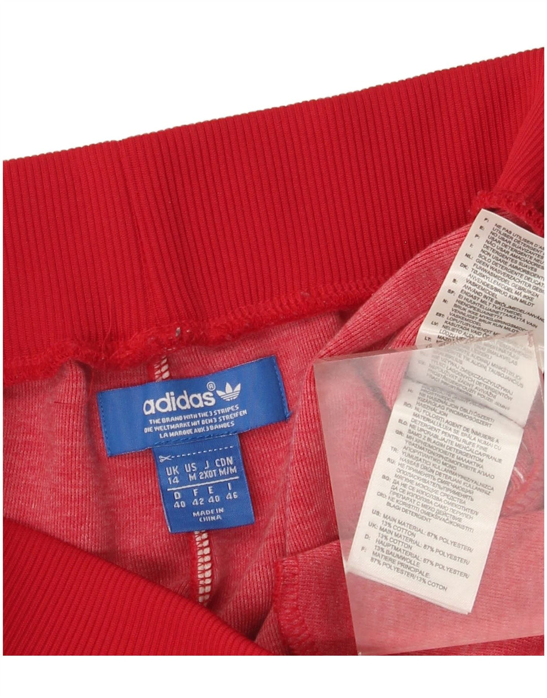 Adidas Mujer Chándal Pantalones Joggers UK 40 Grande Poliéster Rojo