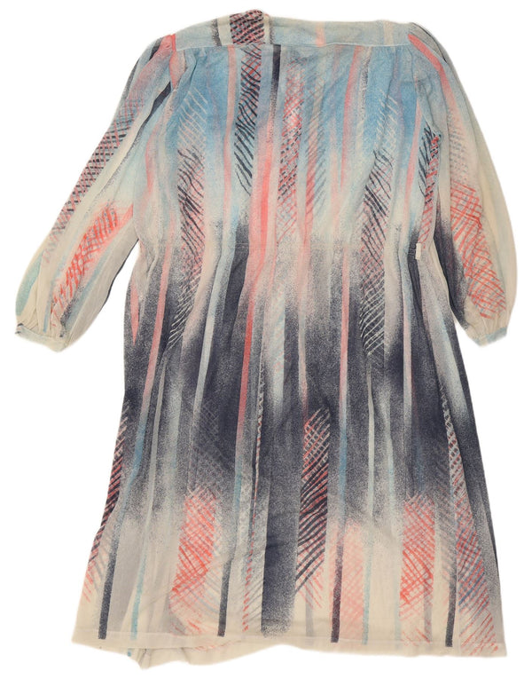 Vestido maxi vintage de manga larga para mujer IT 48 XL rayas multicolores