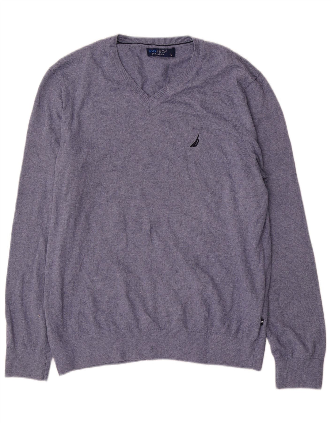 Nautica Jersey con cuello en V para hombre de algodón azul marino mediano