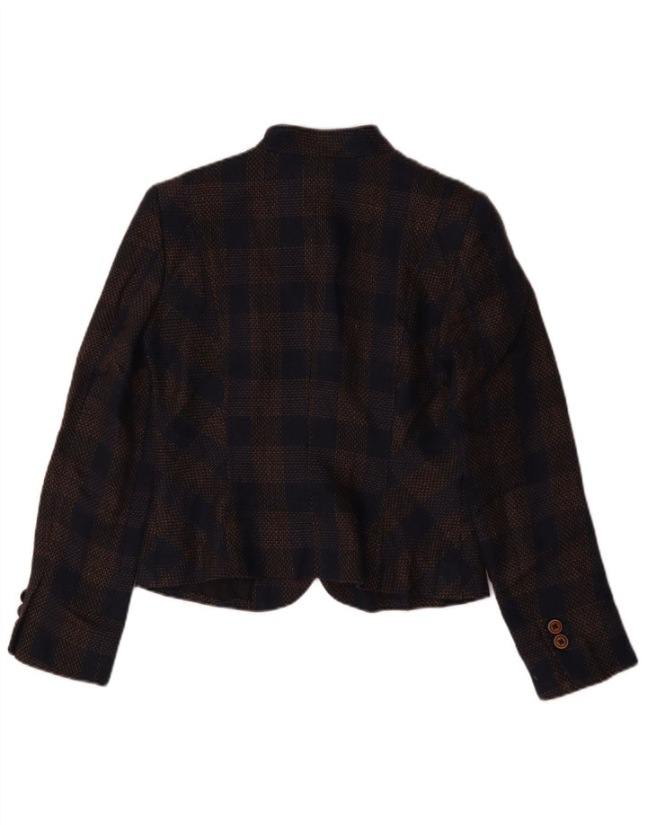 Brooks Brothers Chaqueta corta para mujer US 4 pequeña azul marino a cuadros