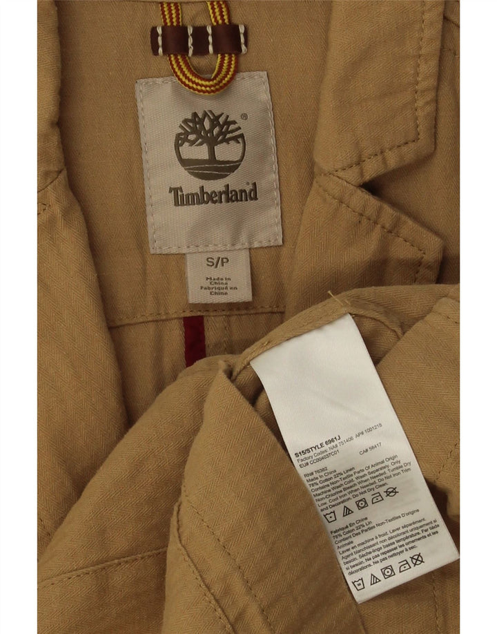 Timberland Chaqueta tipo blazer de 3 botones para hombre UK 36 Small Beige Herringbone Cotton