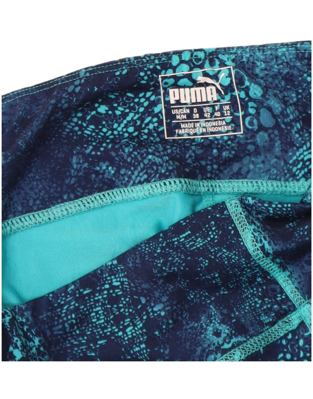 PUMA Leggings capri con patrón abstracto para mujer UK 40 Poliéster azul medio