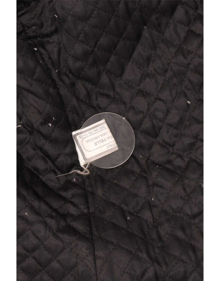 Vintage mujer cuero abrigo Reino Unido 12 cuero negro medio