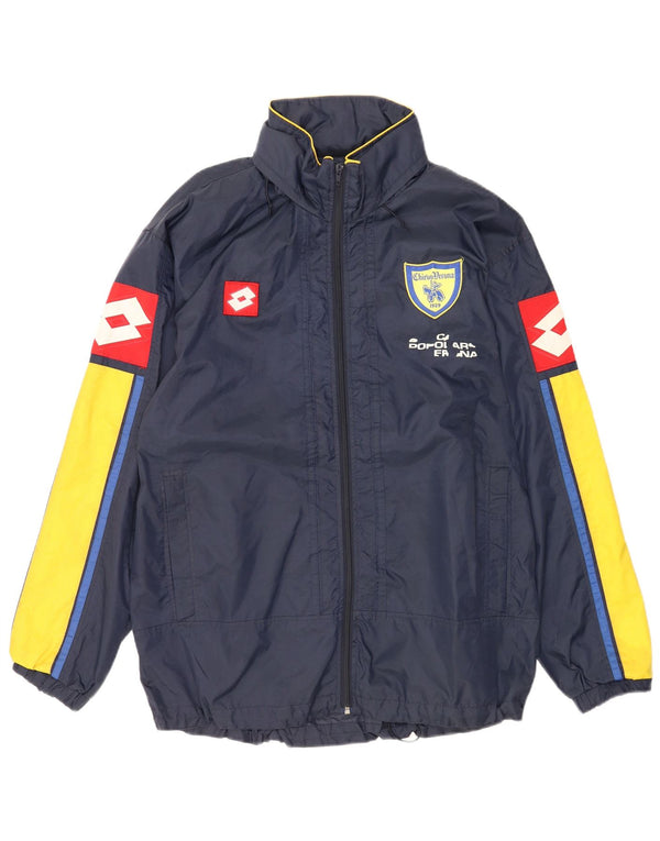 Lotto Chaqueta impermeable gráfica para hombre UK 40 Large Azul marino Colorblock Nylon