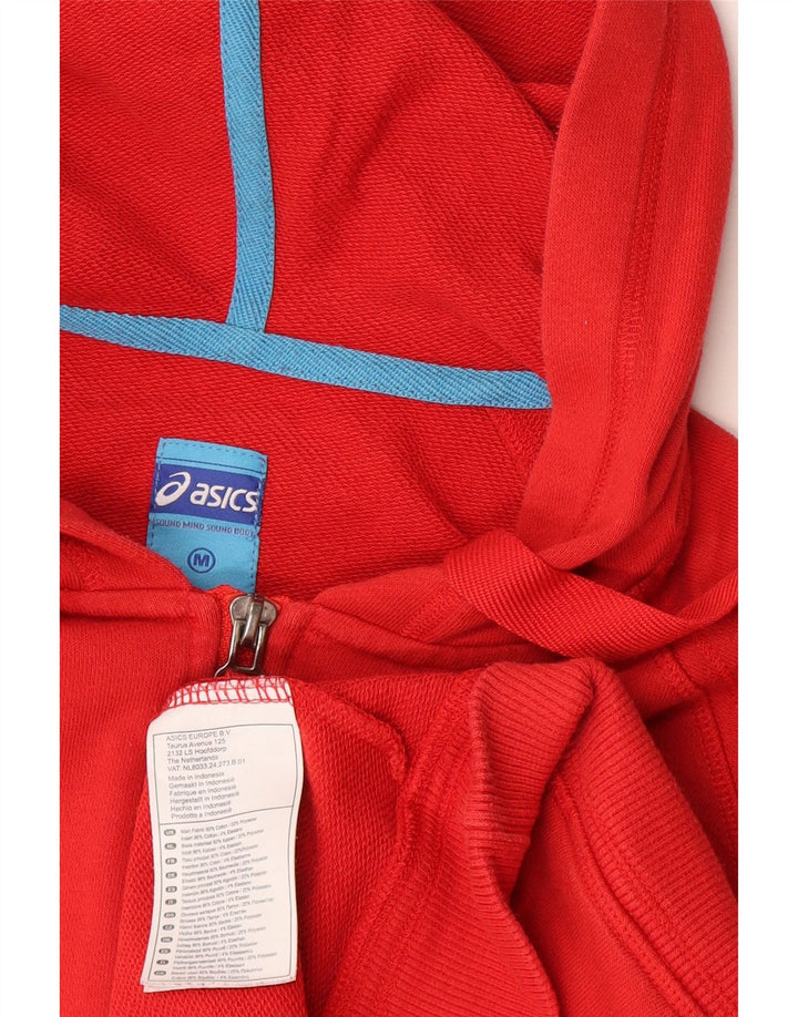Asics Hombre Zip Sudadera Con Capucha Suéter Medio Rojo Algodón