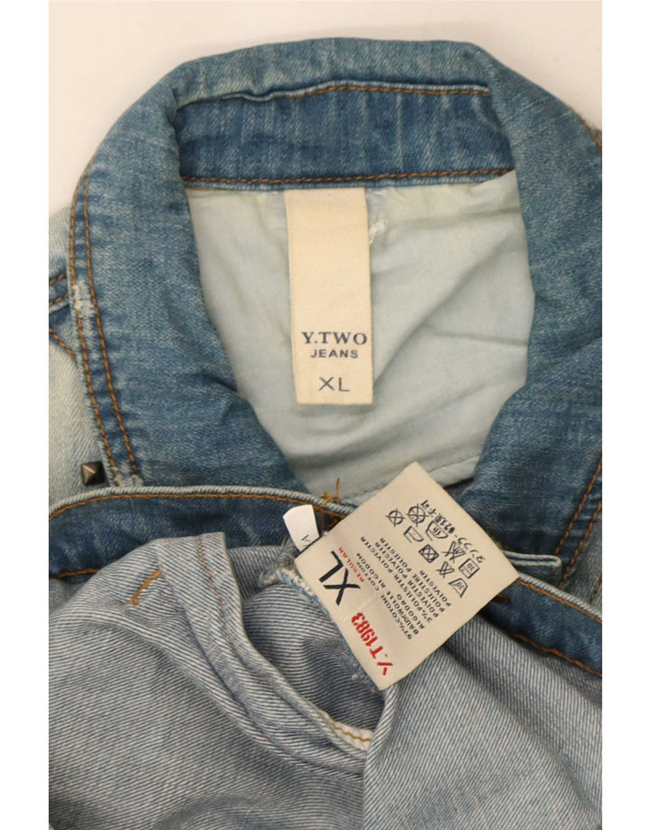 Vintage hombres chaqueta de mezclilla desgastada Reino Unido 42 XL algodón azul