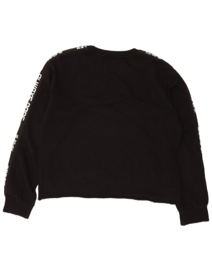 PYREX Mujer Crop Graphic Sudadera Jumper UK 40 Grande Algodón Negro