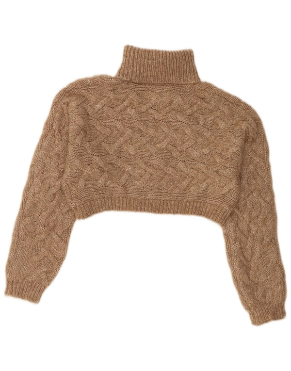 Zara Jersey Niña Crop Cuello Vuelto Jersey 11-12 Años Marrón Poliéster