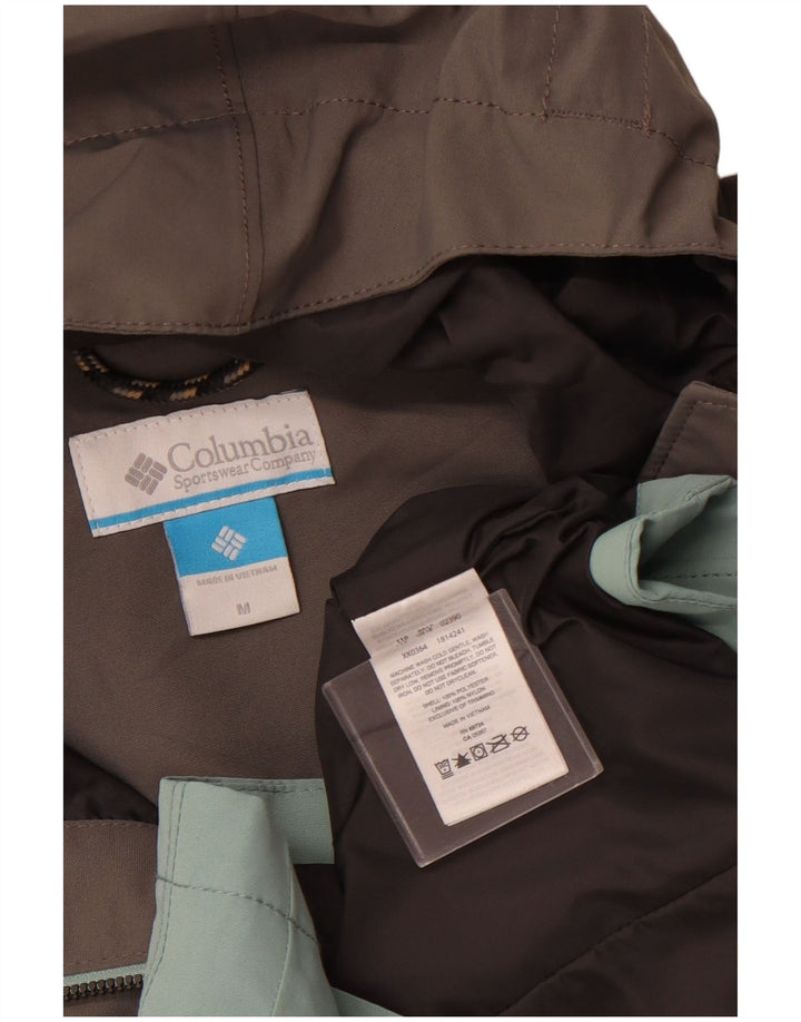 COLUMBIA Chubasquero con capucha para mujer UK 44 Poliéster color block verde medio