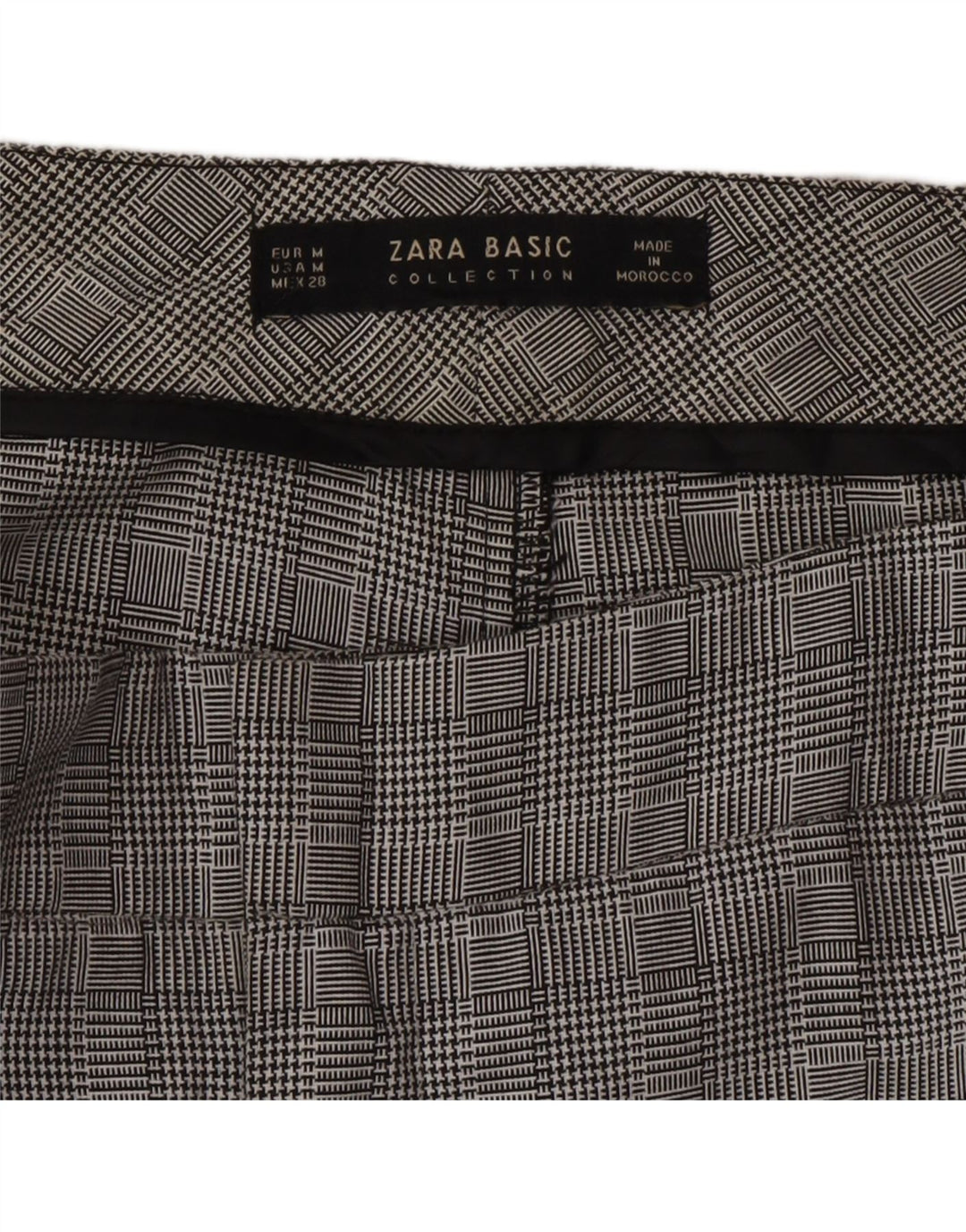 ZARA Womens Slim Casual Trousers Medium W28 L27 Grey Houndstooth Vintage Zara and Second-Hand Zara from Messina Hembry 