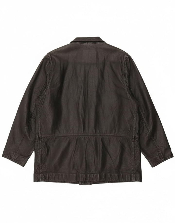 Vintage mujer suelta ajuste chaqueta de cuero EU 46 XL cuero negro