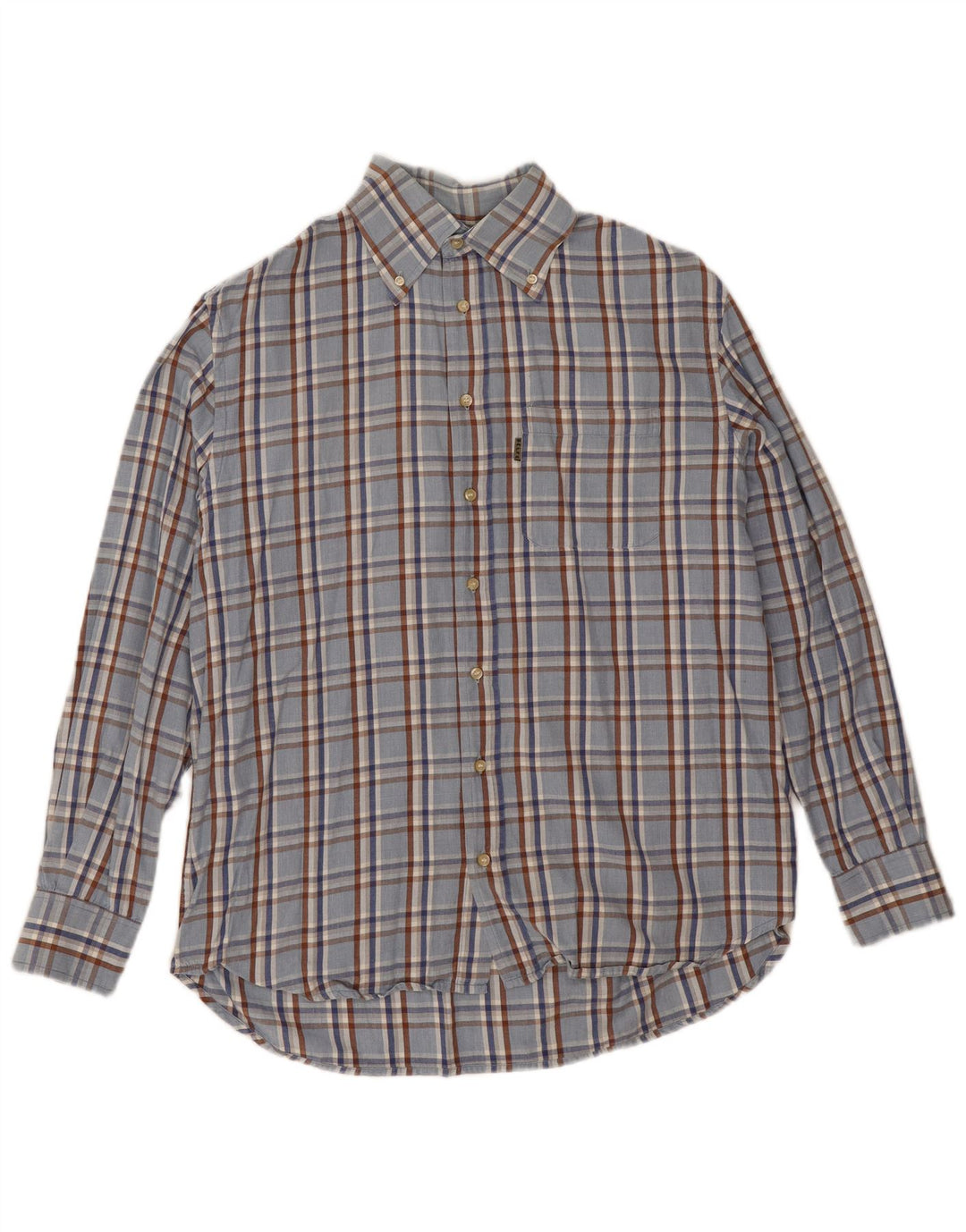 Belfe Camisa Hombre Talla 39 Algodón Cuadros Azul Medio