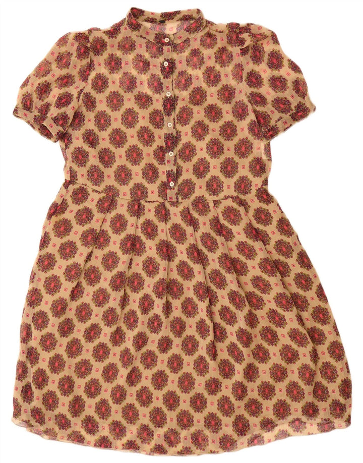 Benetton Vestido Acampanado para Mujer ES 42 Medio Beige Floral