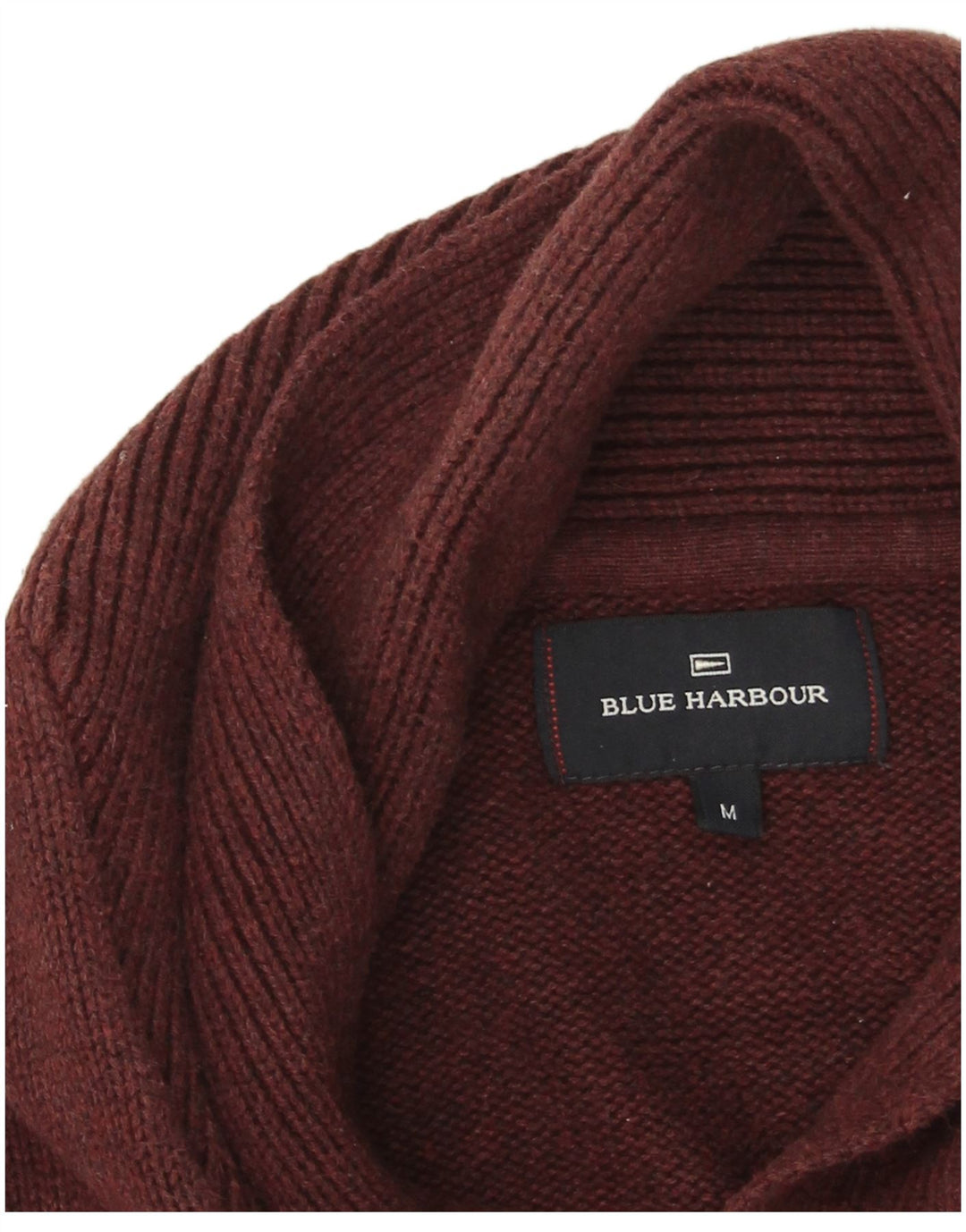 Marks & Spencer Suéter tipo jersey con cuello chal azul Harbour para hombre, color burdeos medio