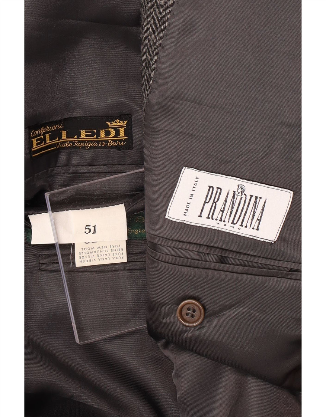 PRANDINA Chaqueta tipo blazer de 3 botones para hombre IT 51 Large Grey Herringbone