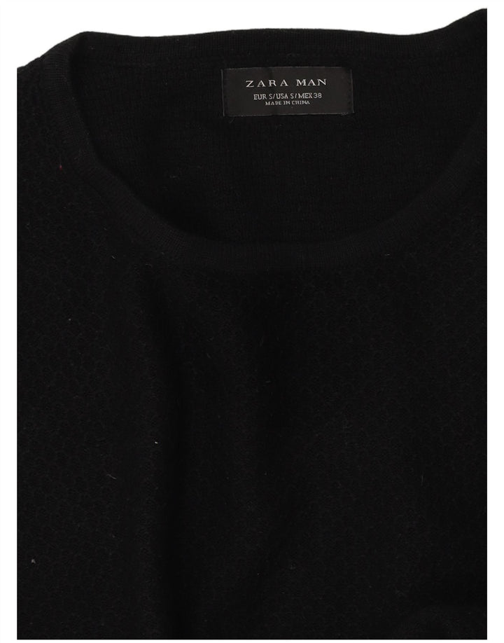 Zara Hombre Jersey De Cuello Redondo Suéter Pequeño Negro